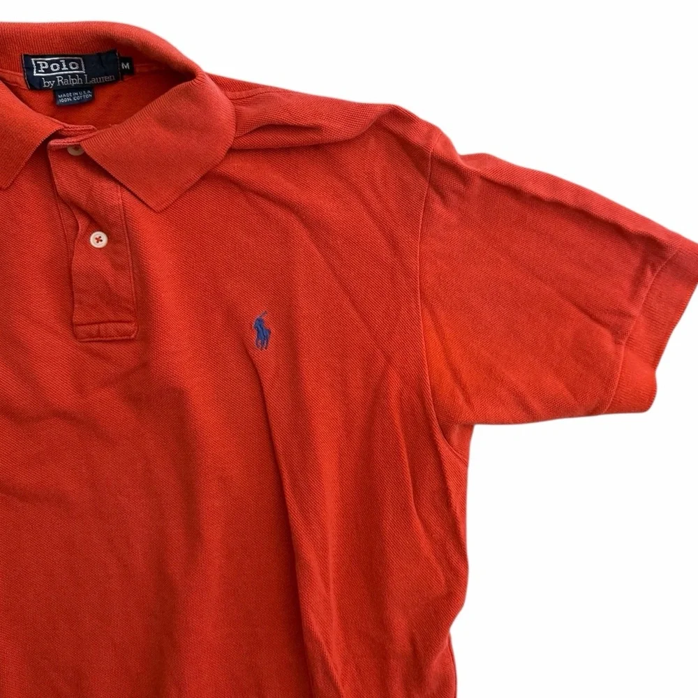 Polo Ralph Lauren Orange Short Sleeve‎ Polo Shirt Men’s Medium Made USA